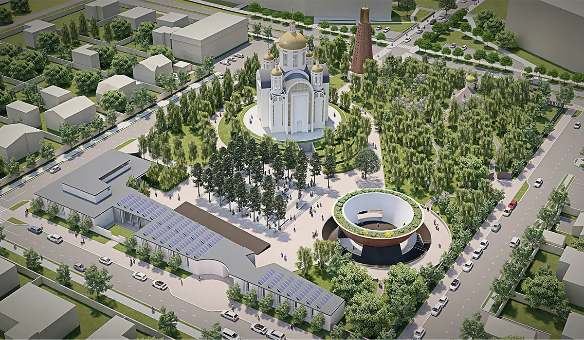 Bucha Memorial rendering, arial view