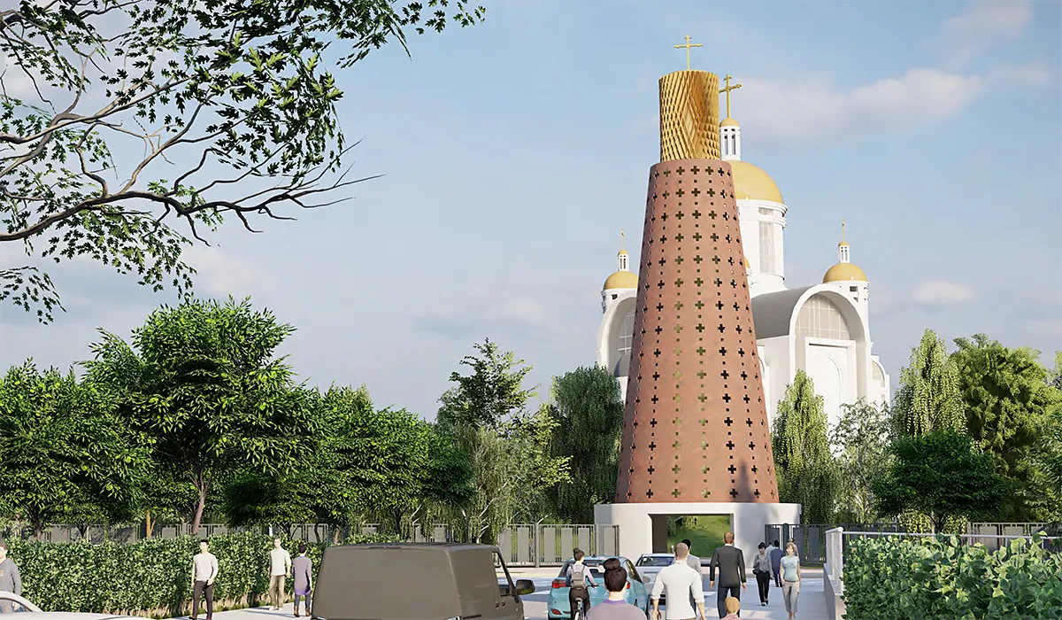 Bucha Memorial rendering, Belltower