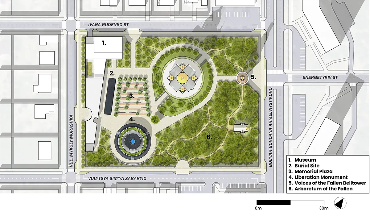Bucha Memorial rendering, site plan