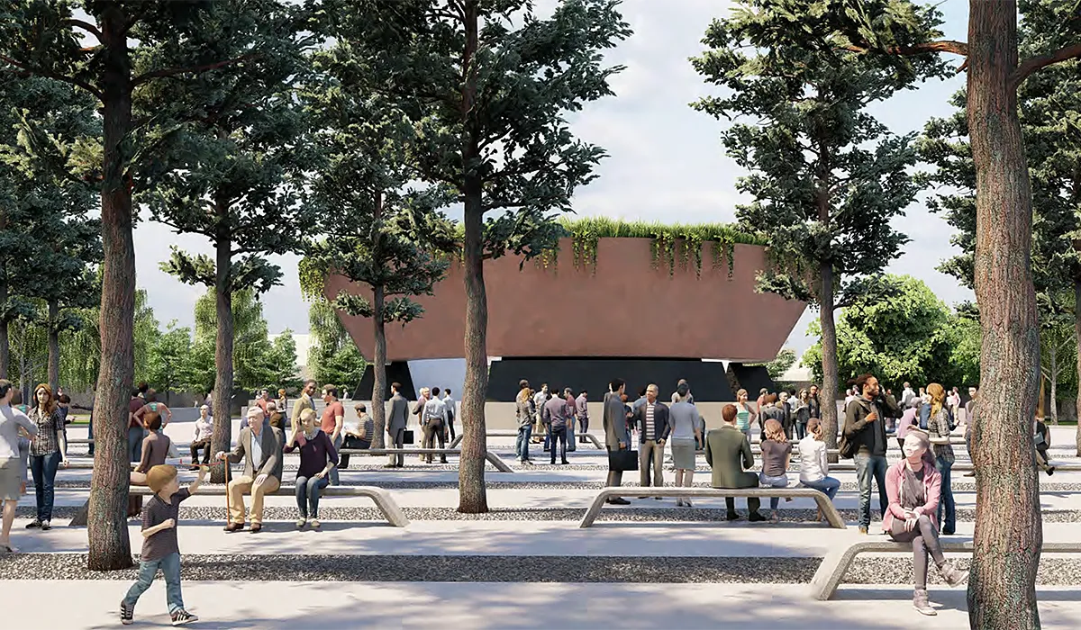 Bucha Memorial rendering, memorial plaza