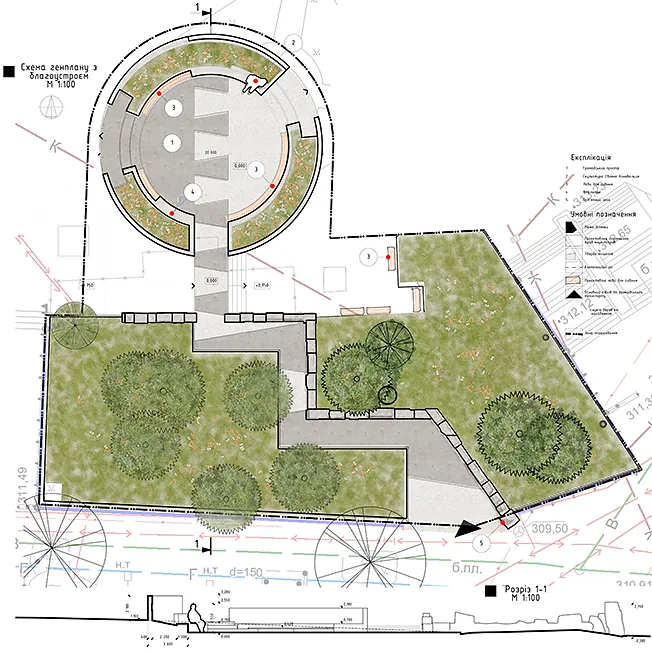 Evhen Konovalets Memorial, architectural plan